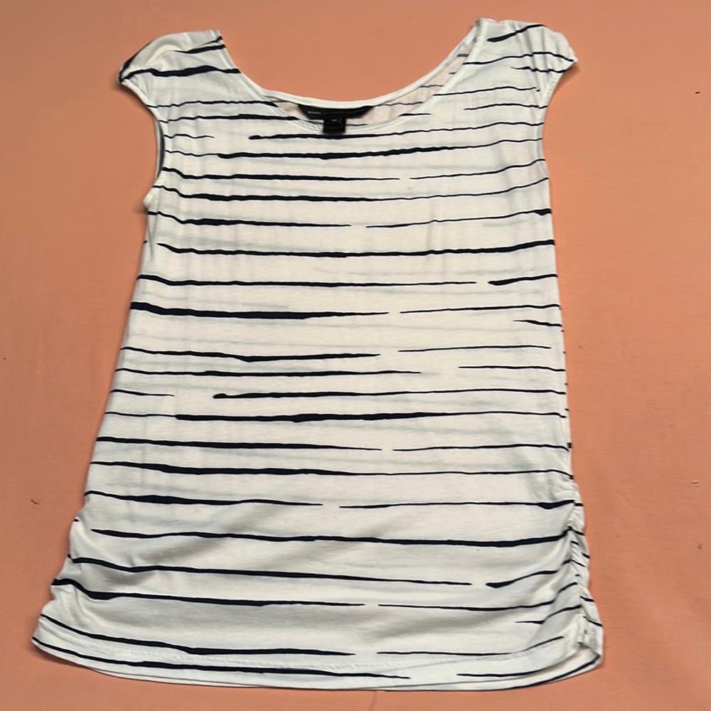 Marc Jacobs White and Navy Striped Top